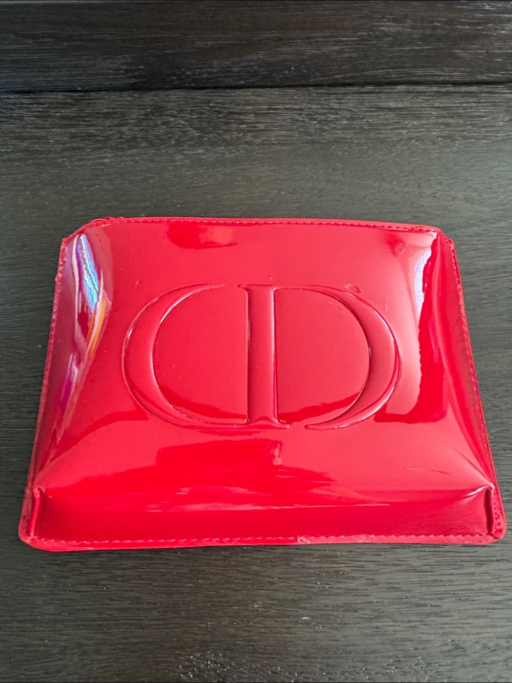 Dior trousse pouch Red shiny Patent CD Embossed cosmetic pouch - Picture 2 of 8